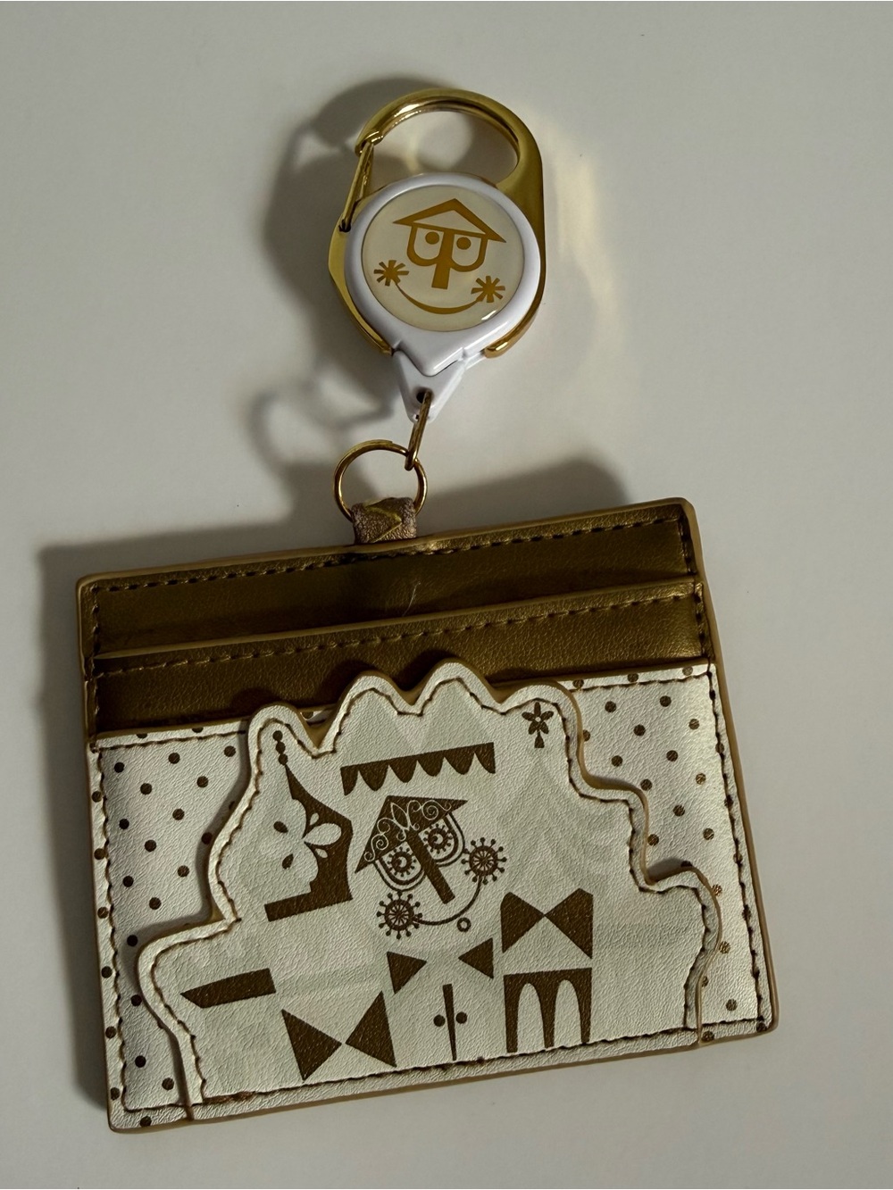 Loungefly (Disney) Gold Metallic Cardholder White Polka Dot Interior with strap - Picture 5 of 9